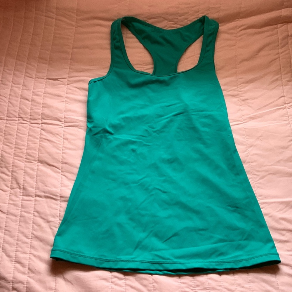 Turquoise, athletic tank top.